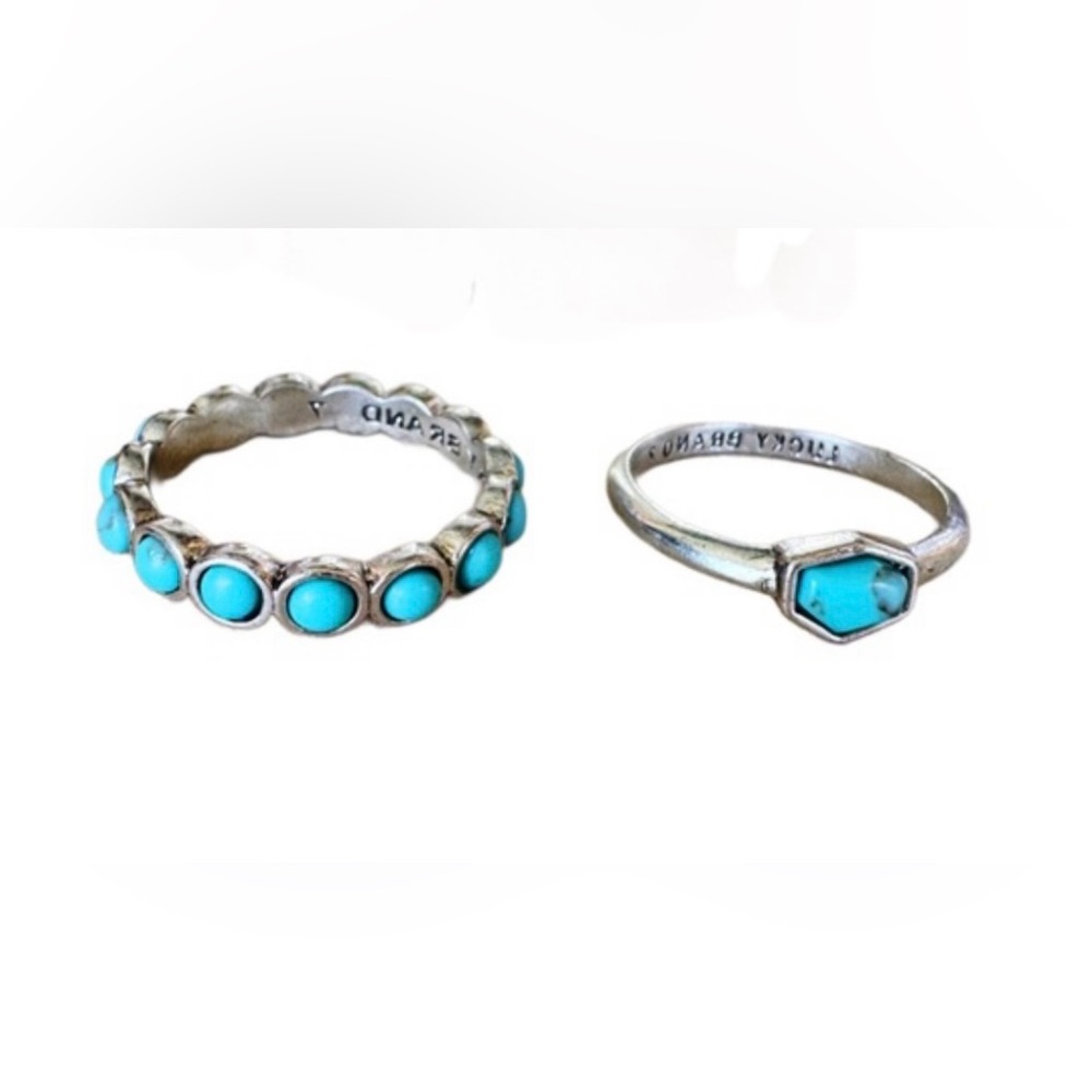 Lucky Brand Silver and Turquoise Ring Duo